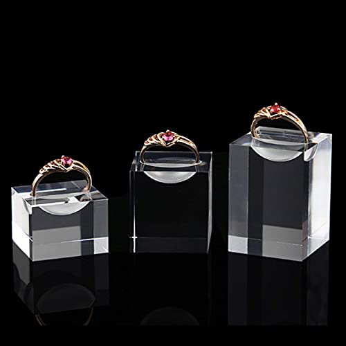 3Pcs Rings Stand Acrylic Jewelry Display Stand Ring Showcase Display Holder,Square Transparent