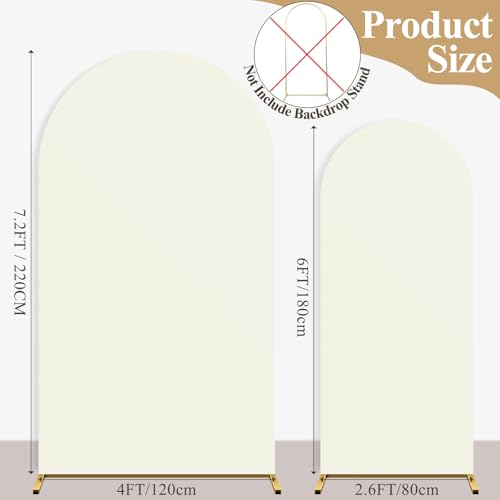 Ledido Wedding Arch Backdrop Cover 6FT 7.2FT Arch Covers 2Set Fitted Stretchy Spandex Round Top Stand Backdrop Cover for Wedding Banquet Ceremony Birthday Party Baby Shower Event Decoration,Ivory - color: Ivory, size: 6FT,7.2FT