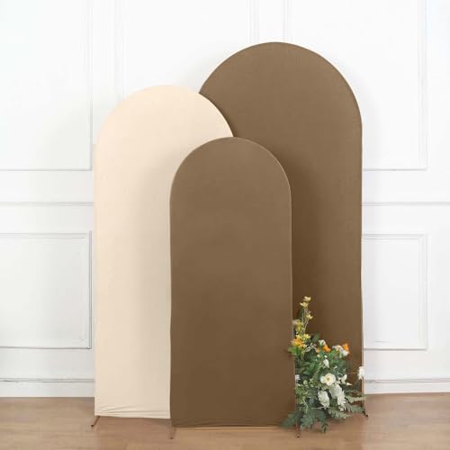 Efavormart 5ft Taupe Fitted Spandex Arch Slipcover, Snug Fit Round Top Backdrop Sleeve for Small Industrial Lofts and Rustic Cake Tables - color: Taupe, size: 5 FT