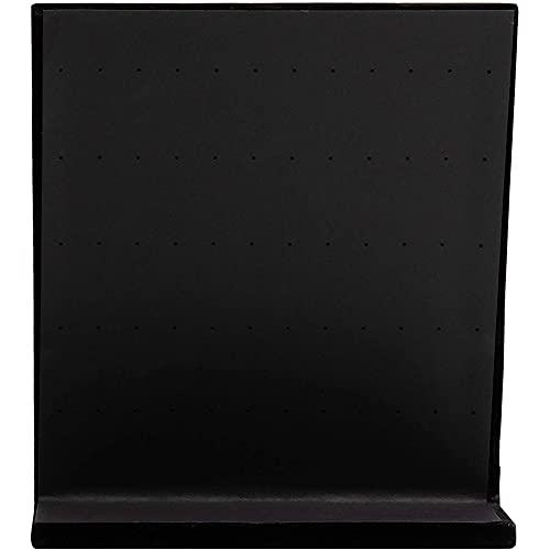 Jewelry Organizer Stand - Black Velvet L-Shape, 9.9 x 7.9 x 4 in - 60 Pre-Punched Holes Earring Display & Jewelry Storage Organizer - Tabletop Rack for Stud & Dangle Earrings