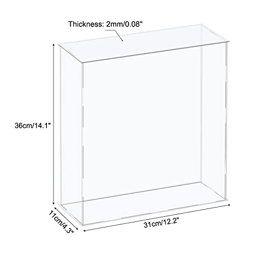 MECCANIXITY Acrylic Display Case Plastic Box Cube Storage Box Clear Assemble Showcase 12.2x4.3x14.1 Inch for Collectibles - size: 12.2x4.3x14.1 Inch