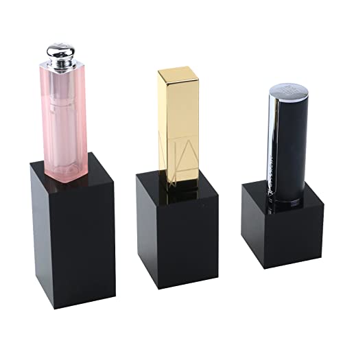 T Tulead 3PCS Acrylic Cube Display Black Display Stand Square Cube Display Nesting Risers Acrylic Organization Riser Height: 40mm, 60mm, 80mm