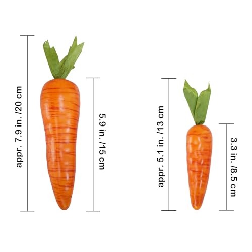 Winlyn 12 Pcs Easter Artificial Carrots Decorative Orange Foam Carrots Lifelike Simulation Artificial Vegetables for Home Kitchen Decor Spring Easter Basket Bunny Wreath DIY Crafts Photo Props - size: Assorted Size