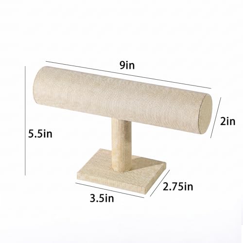 Bracelet Holder Stand, Detachable Bracelet Display, Watches Organizer Rack, Hovering T-Bar Necklace Jewelry Display Stand for Home or Store Selling Show (Yellow Linen, Set2) - color: Yellow Linen, size: Set2