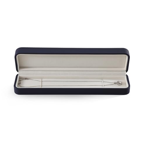 Necklace Box Gift, Leather Necklace Boxes,Blue Necklace Storage Box Luxury Gift Box For Engagement, Birthdays - color: Dark Blue, size: Long Chain Box