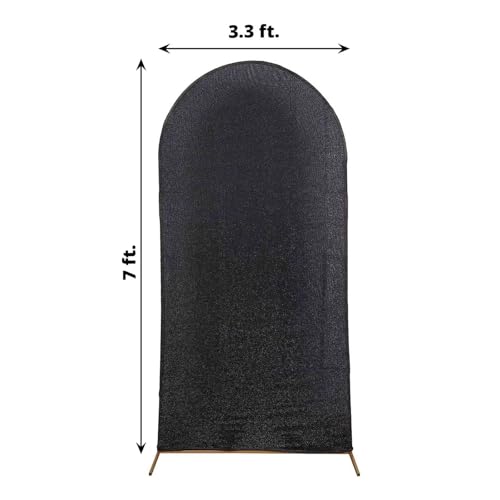 Efavormart 7ft Black Chiara Arch Backdrop Cover, Metallic Spandex Double-Sided Arch Stand Cover, Wrinkle-Free for Elegant Event Decor - color: Black, size: 7 FT