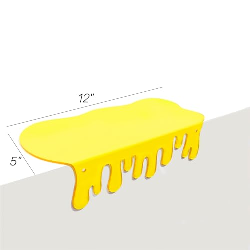 SetGame 2-Pack Acrylic Small Wall Shelves - 12 Inch Floating Shelf for Walls, Home Wall Display Ledges for Storage, Room Décor, Small Album & Items Organizer Display Dripping Wall Decor - color: Yellow, size: 12 Inch