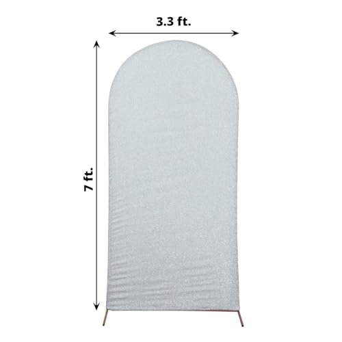 Efavormart 7ft Silver Chiara Arch Backdrop Cover, Metallic Spandex Double-Sided Arch Stand Cover, Wrinkle-Free for Anniversary - color: Silver, size: 7 FT