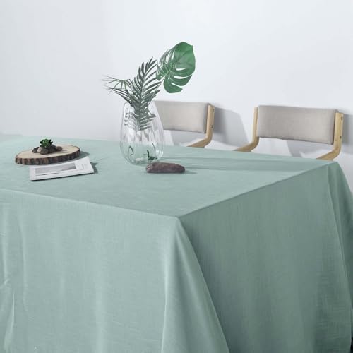 Efavormart 90x132 Dusty Blue Premium Faux Linen Rectangular Tablecloth | Wrinkle Free Tablecloth - color: Dusty Blue, size: 132" x 90" (Rectangular)