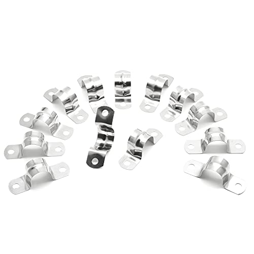 20Pcs 3/4 Inch Stainless Steel Conduit Clamps, Two Hole Strap U Bracket Rigid Pipe Strap Metal U Clamp Conduit Strap Tension Clips U-tube Clamp Heavy Duty - size: 3/4" / 20mm