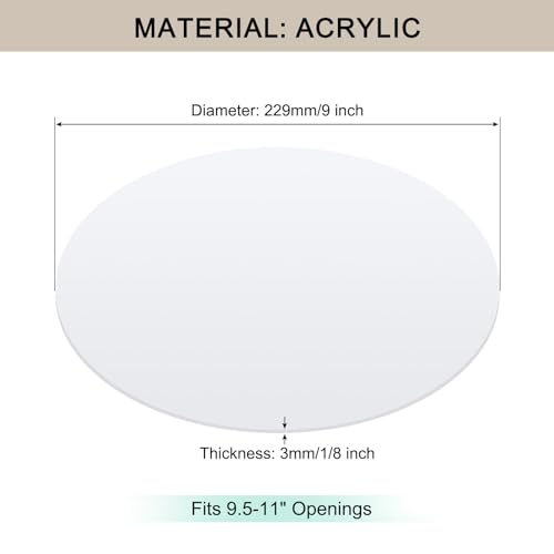 Lampshade Diffuser, 9" Diameter Round Diffuser Lamp Shade for Drum Style Lampshades Pendants Softening Light, DIY Light Fits 9.5-11" Openings, Frosted White Acrylic - size: 9"