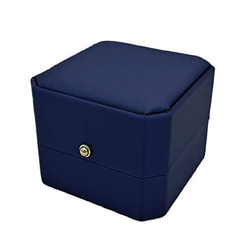 Best Balmy Premium Leather Ring Jewelry Storage Box Gift Box, Ring Earrings Jewelry Counter Display Props (Navy Blue) - color: Blue,Navy