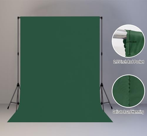 Dark Green Screen Backdrop 5x7FT Photography Green Background for Streaming Zoom, Photo Studio, Collapsible High Density Screen for Video Photography - color: Dark Green, size: 5x7ft