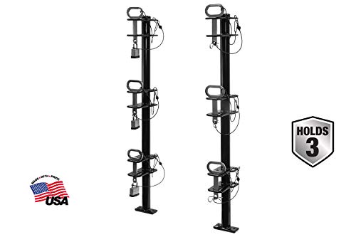 Buyers Products LT13 3-Position Lockable Weed Wacker/Trimmer Rack for Landscape Trailers - Adjustable, Black Powder-Coated Steel, Holds 3 Weed Eaters, Rust-Resistant Lawn Edger Rack, Made in USA - size: 3-Position