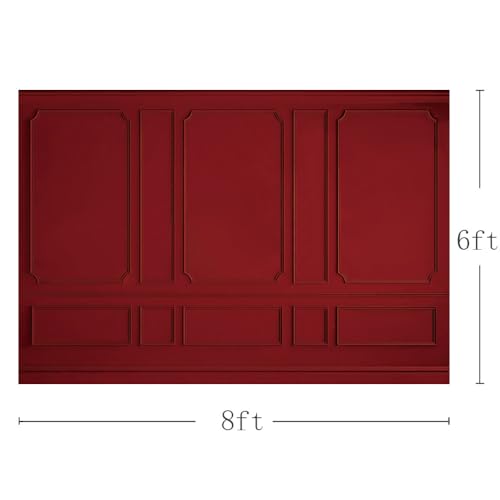 MEHOFOND 8x6ft Christmas Red Wall Photography Background, Vintage Castle Room European Wall Christmas Party Decorations, Red Retro Wall Xmas Holiday Party Kids Family Portrait Decor, Photo Props - size: 8x6ft