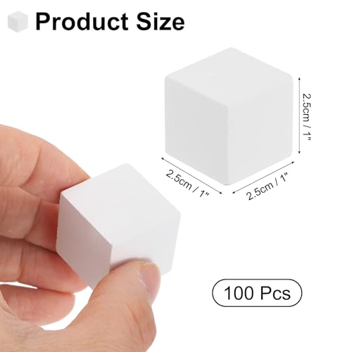 uxcell 100Pcs Wood Blocks for Crafts, 1 Inch Unfinished Wooden Cube Pine Wood Square Block for DIY Craft Projects, White - color: White, size: 1"