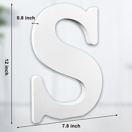 AOCEAN 12 Inch White Big Wood Letters Unfinished Wooden Letters for Wall Decor Decorative Standing Letters Slices Sign Board Decoration for Craft Home Party Projects (S) - color: S