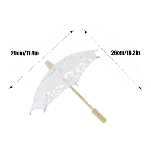 Joyzan Wedding Lace Parasol, Vintage Bride Umbrella Small Embroidery Flower White Decoration Mini Decorative Chinese Tiny Gift Lady Costume Party Romantic Photography Photo Prop Cosplay Decor 10inch - color: ???¡§¡é?¡ì|?