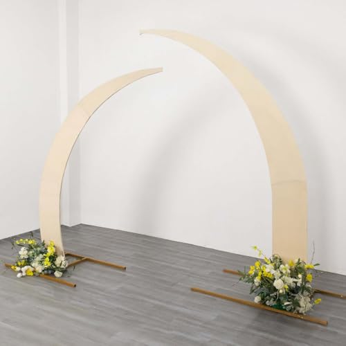 Efavormart 2 Pack Beige Spandex Half Crescent Moon Arch Covers, Double-Sided Fabric Backdrop Sleeves for 6.5ft and 8ft Curved Stand Decor - color: Beige, size: Cover Set - 6.5ft & 8ft