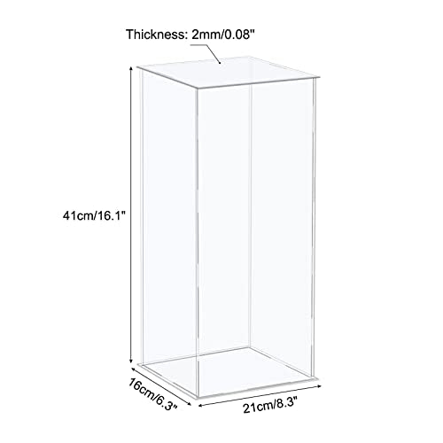 MECCANIXITY Acrylic Display Case Plastic Box Cube Storage Box Clear Assemble Showcase 8.3x6.3x16.1 Inch for Collectibles - size: 8.3x6.3x16.1 Inch