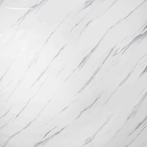 VViViD Slanted Carrara White Marble Natural Texture Architectural Vinyl Sheet Film Roll (16 Inch x 6.5ft Roll)