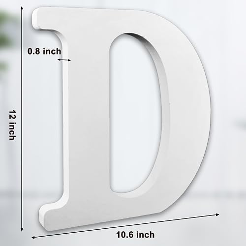 AOCEAN 12 Inch White Big Wood Letters Unfinished Wooden Letters for Wall Decor Decorative Standing Letters Slices Sign Board Decoration for Craft Home Party Projects (D) - color: D
