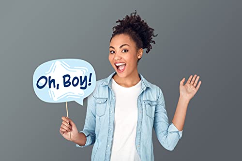 It's a Boy Baby Shower Photo Booth Props - Hello Little Boy Themed Party Decorations - Blue Party Photography Supplies - Selfie Props with Sticks - 10pcs