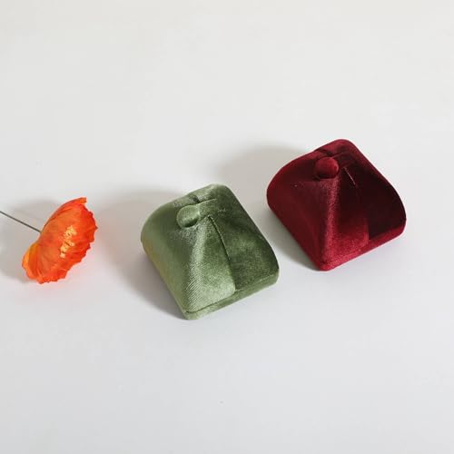 Green Velvet Jewelry Ring Box, Soft Lined Jewelry Display Holder with Luxury Design, Elegant Ring Storage Case for Women【Ring Storage, Green】