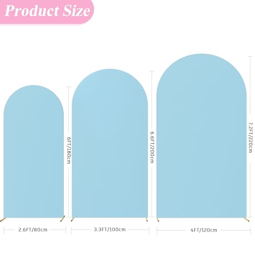 Wokceer Wedding Arch Cover (7.2FT, 6.6FT, 6FT) Set of 3 Spandex Fitted Wedding Arch Stand Covers for Round Top Chiara Arch Backdrop Stands Cover for Birthday Party Ceremony Banquet Decor Dusty Blue - color: Dusty Blue, size: 7.2FT,6.6FT,6FT