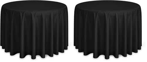 Lann's Linens - 120" Round Premium Tablecloth for Wedding/Banquet/Restaurant - Polyester Fabric Table Cloth - Black (Pack of 2) - color: Black, size: 120" (Round) (Pack of 2)