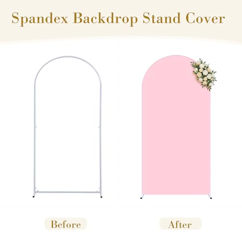Pink Arch Cover 6ft Spandex Arch Backdrop Cover for Baby Shower Girls Birthday Party Wedding Balloon Arch Stand Cover Gender Reveal Strawberry Theme Photo Arch Covers Stretchy Backdrop Background - color: Pink, size: 6FT