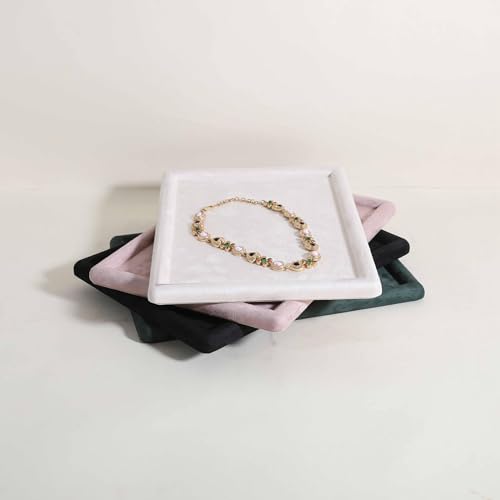 Gemehou velvet Jewerly display tray, Top Microfiber Jewelry storage organizer plate, Empty Jewelry showcase tray for Necklace Bracelet Ring Earring Watch (Cream-Medium, 11.8 x 8.7 in) - color: Cream, size: Medium