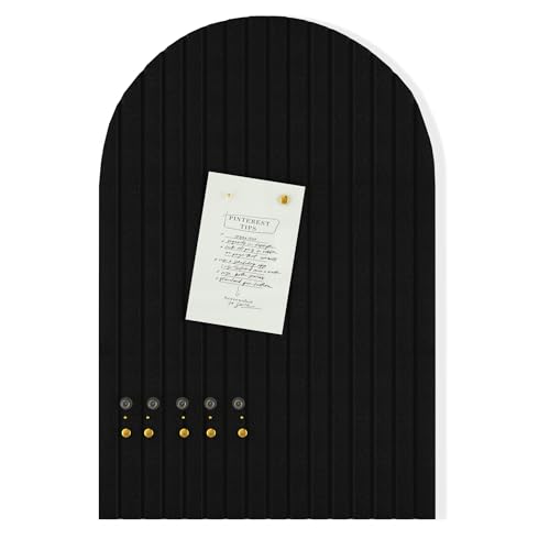 Felt Bulletin Board, 35" x 24" Cork Board Alternative, Decorative Felt Pin Board with 30 Push Pins, Vision Board for Office Home Bedroom Wall Decor, Photo Display (Black, Arched - 35 x 24 Inches) - color: Black, size: Arched- 35 x 24 Inches