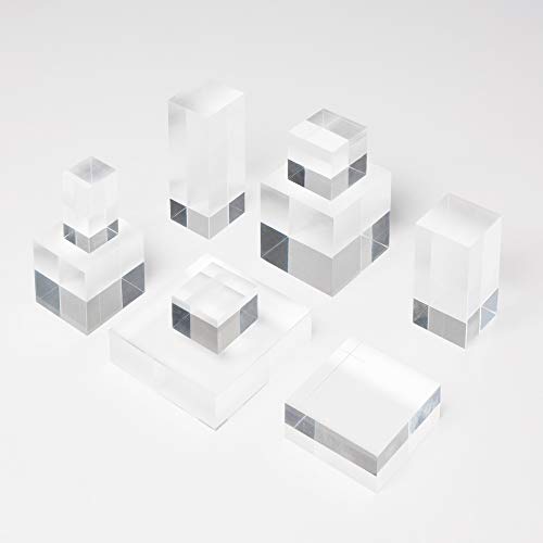 Clear Polished Acrylic Cube Display Stand - Acrylic Square Jewelry Showcase Holder (2" x 2" x 4") - size: 2" x 2" x 4"
