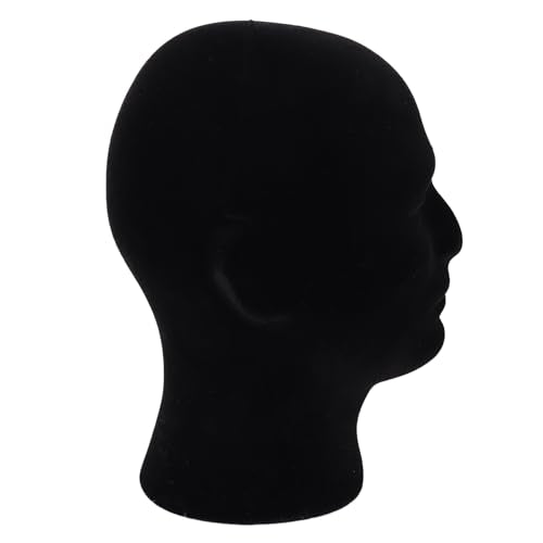 MapofBeauty Black Velvet Foam Mannequin Head Male Display Stand Styrofoam Wig Head (Black)