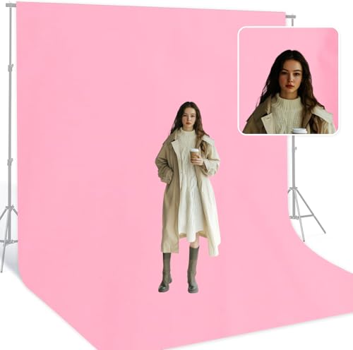 6x8 Ft Pink Screen Backdrop Background for Photography, Polyester Photo Backdrop for Photoshoot, Party, Video and Television Photography Backdrops Light Pink Backdrop