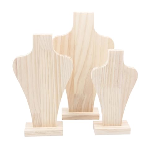 Wooden Bust Necklace Display Stands Chain Holder Jewellery Stand Mannequin for Women Hanging Pendants Chains Natural Wood Jewellery Stand Necklace Organiser Boutiques Exhibition
