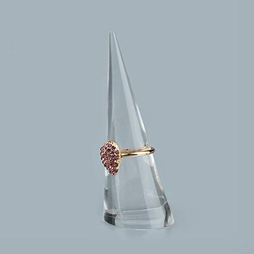 Luzen 2Pcs Acrylic Jewelry Ring Holder - Cone Shape Single Ring Display Stand, Clear
