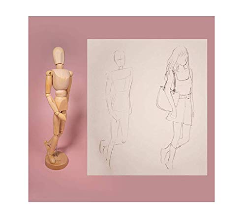 8 Inch Artists Wooden Manikin Flexible Body Joints Human Figure Puppet Model Wood Male Mannequin Doll Ornament Stand for Home Office Desk Decoration Sketching Drawing Painting Supplies - color: 8 Inch Manikin