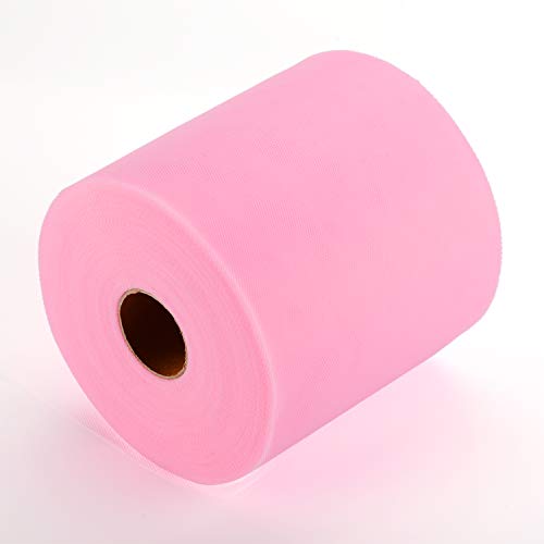 Tulle Fabric Roll, 6” by 200 Yards (600FT) Tulle Organza Fabric Spool for DIY Tutu Skirt Baby Shower Decor Wedding Backdrop Crafts Birthday Party Supplies (Light Pink) - color: Light Pink