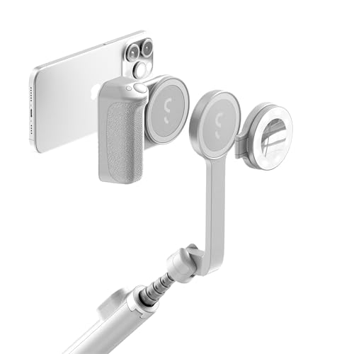 ShiftCam Travel and Creator Kit – MagSafe-Compatible Mobile Creator Bundle for iPhone and Android, Compact Phone Grip, Adjustable LED Light, Extendable Bluetooth Tripod for Vlogging - color: Stone, size: Travel Kit Essential