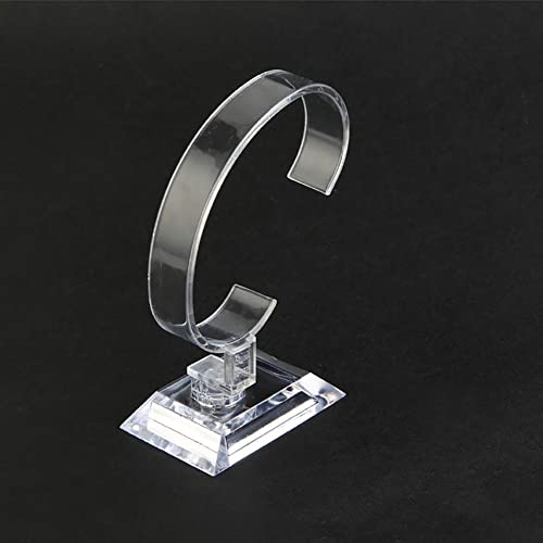 GSHLLO 2 Pcs Clear Acrylic Watch Display Stands C Shape Display Holder Bangle Bracelet Display Racks Wrist Jewelry Show Stand Showcases for Home Shop Use
