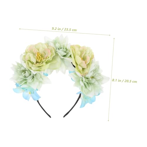 VICASKY 2pcs Floral Headband for Women, Artificial Flower Hairband with Vintage Peony Design, Double-sided Floral Hair Accessories for Photo Props and Dress-up