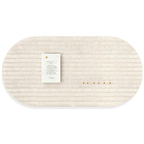 Felt Bulletin Board, 47" x 24" Cork Board Alternative, Decorative Felt Pin Board with 30 Push Pins, Vision Board for Office Home Bedroom Wall Decor, Photo Display (Beige, Oval - 47 x 24 Inches) - color: Beige, size: Oval- 47 x 24 Inches