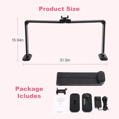 34in Half Moon Light for Nail Desk, Foldable LED Lamp for Nail Art, Tattooing, Craft Making, Stepless Dimming, 3000-6000K Color Temperature Adjustment, 456 Light Beads, Black - color: Black