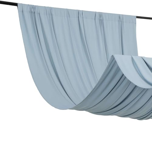 Efavormart 5ft x 10ft Dusty Blue 4-Way Stretch Spandex Backdrop Curtain, Wrinkle-Free Opaque Stage Panel for Baby Showers, Weddings and Events - color: Dusty Blue, size: 5ftx10ft