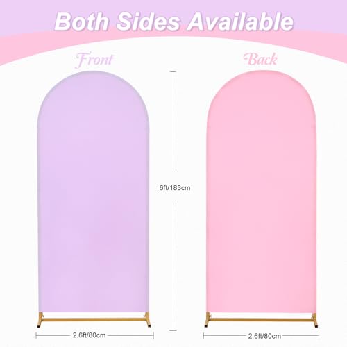 Arch Cover 6ft Double-Sided Arch Backdrop Cover Spandex Wedding Arch Stand Cover for Party Birthday Baby Shower Bridal Gender Reveal Boy or Girl Decoration(Double Color,Pink&Purple) - color: Pink+Purple, size: 2.6ftx6ft
