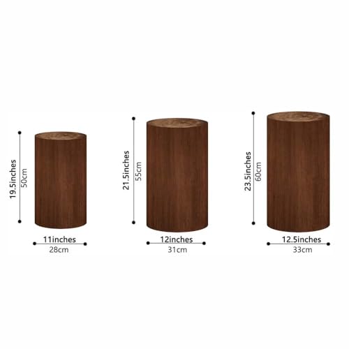 NIVIUS PHOTO Simulated Tree Stump Spandex Pillar Cover for Metal Cylinder Pedestal Stands - 3 Pieces - Covers Only, Stands are not Included (NO-1019) - color: No-1019