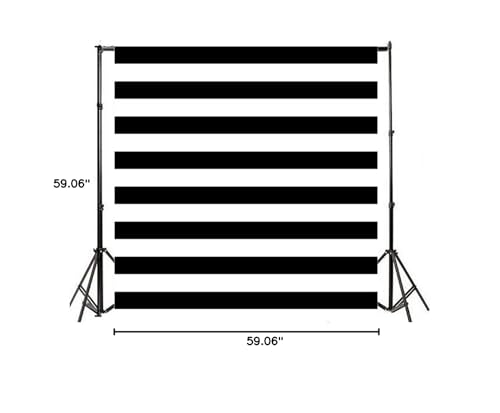 AOFOTO 5x5ft Black and White Striped Photography Backdrop Streak Textured Background Adult Elder Girl Boy Birthday Party Decoration Vinyl Wallpaper Portrait Photo Studio Props Baby Shower Banner - size: 5x5ft