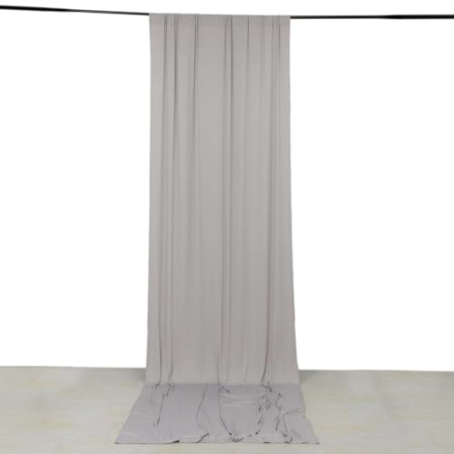 Efavormart 5ft x 14ft Silver 4-Way Stretch Spandex Backdrop Curtain, Wrinkle-Free Shimmering Stage Panel for Modern Disco and New Year's Eve Parties - color: Silver, size: 5ftx14ft